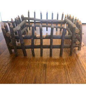 Brown Rustic Wooden Fence for Small Christmas Tree or Village Logs